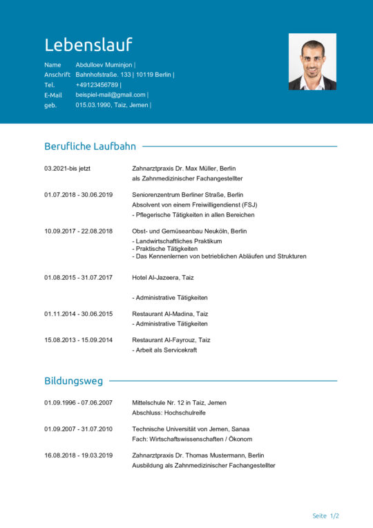 Lebenslauf Zur Einburgerung Muster
